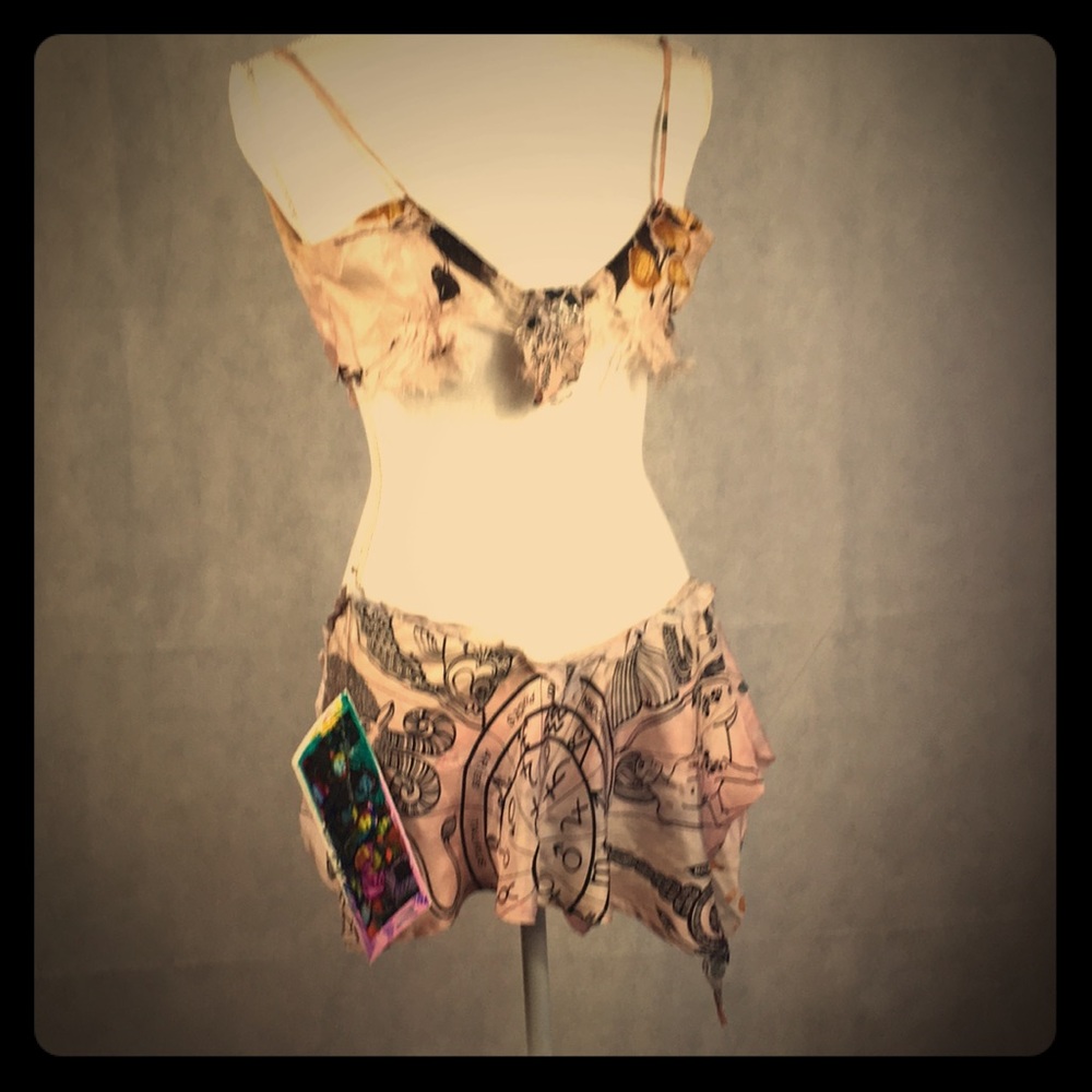 Lexa Vonn Silk 2 piece pink zodiac print set